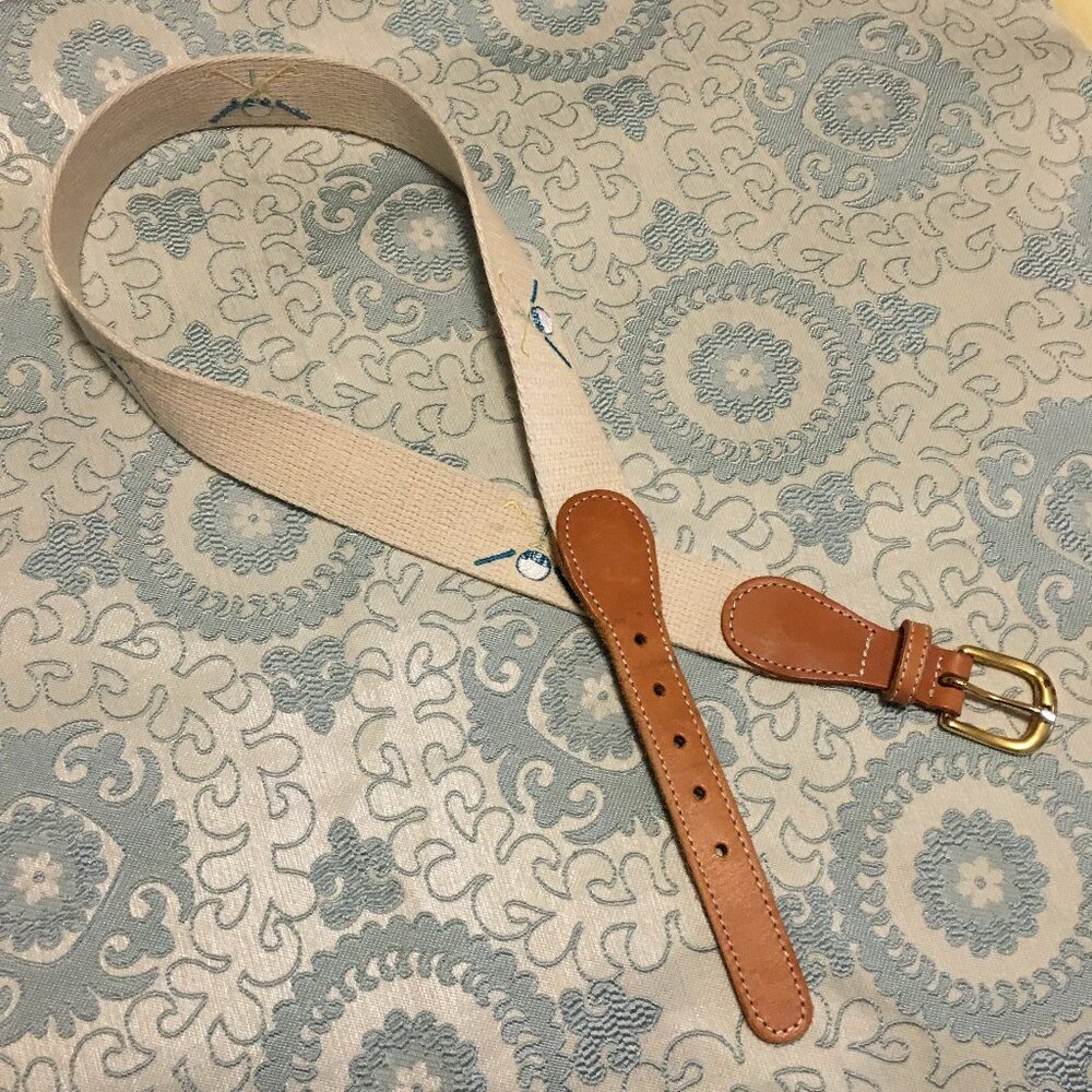 Preppy TABI Genuine Leather Golfing Belt Cream and Brandy Made in Canada